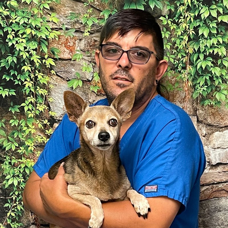 Daniel Kennel Attendant With His Dog